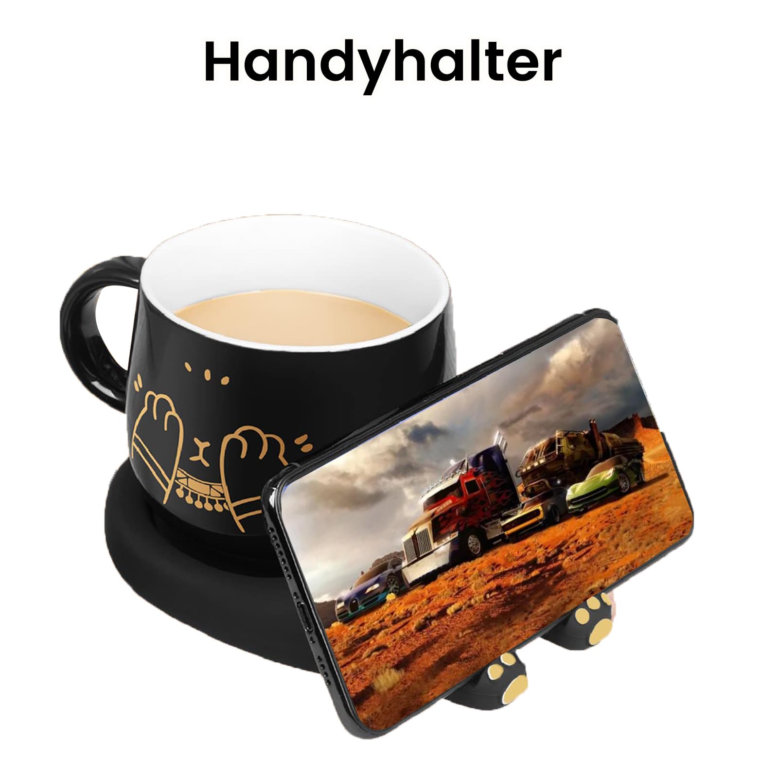 Tassenwärmer Kaffeewärmer für den Schreibtisch automatische Abschaltung, intelligenter Kerzenwärmer mit 3 Temperatureinstellungen, elektrischer Getränkewärmer für Kaffee, Kakao, Tee (Schwarz)